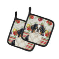 Tricolor Japanese Chin Vegetables Pot Holder Set of 2 Heat Resistant Quilted Hot Pads 7.5 x 7.5 Inch, Insulated Kitchen Trivets for Cooking & Baking