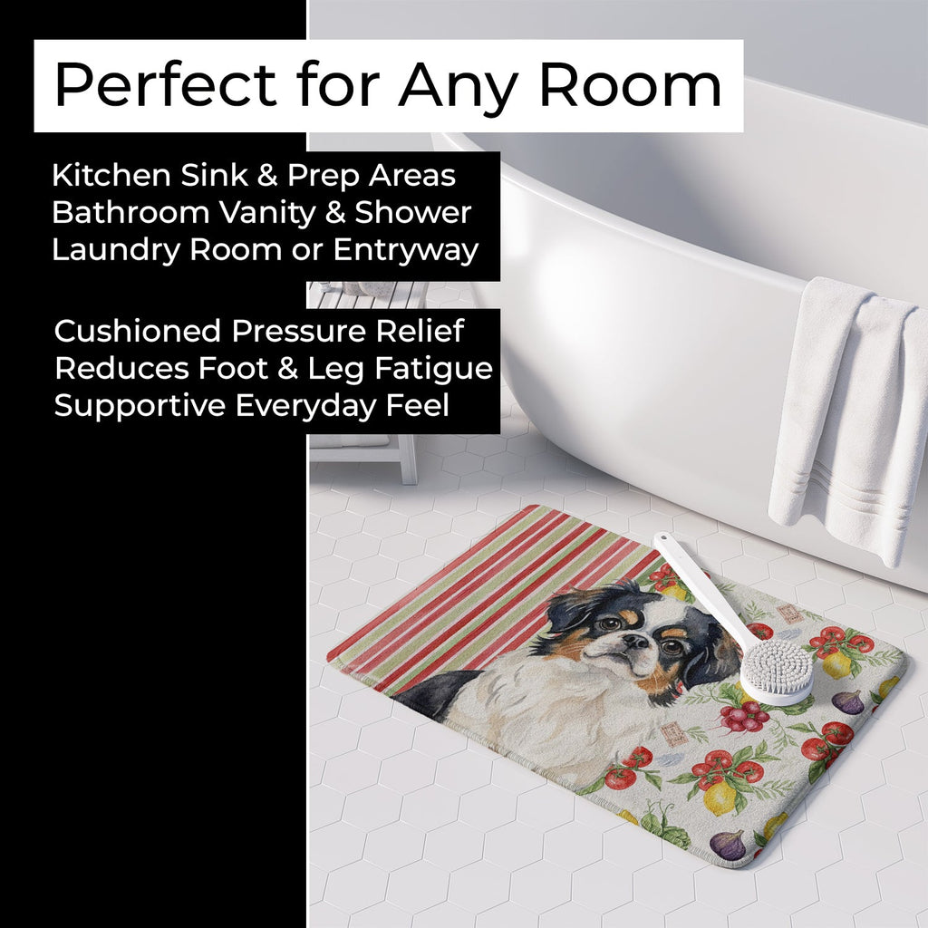 Tricolor Japanese Chin Vegetables Memory Foam Kitchen Mat Machine Washable Anti-Fatigue Cushion Comfort Bath or Kitchen Rug