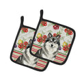 Keeshond Vegetables Pot Holder Set of 2 Heat Resistant Quilted Hot Pads 7.5 x 7.5 Inch, Insulated Kitchen Trivets for Cooking & Baking