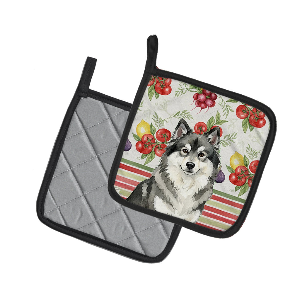 Keeshond Vegetables Pot Holder Set of 2 Heat Resistant Quilted Hot Pads 7.5 x 7.5 Inch, Insulated Kitchen Trivets for Cooking & Baking