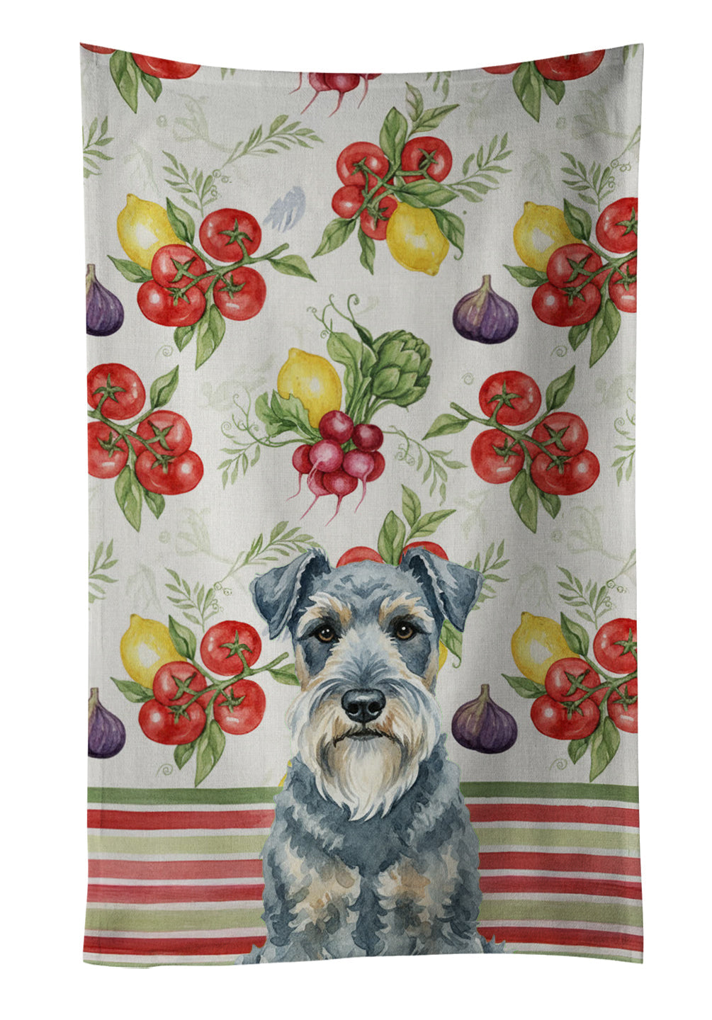 Kerry Blue Terrier Vegetables Kitchen Towel Velour Plush Front and Cotton Loop Back Machine Washable
