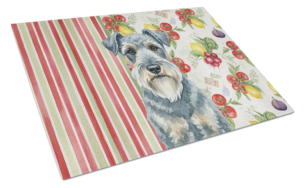 Kerry Blue Terrier Vegetables Cutting Board Tempered Glass Kitchen Cutting Surface, Heat Resistant Chopping, Non-Slip Feet, Food Prep & Serving