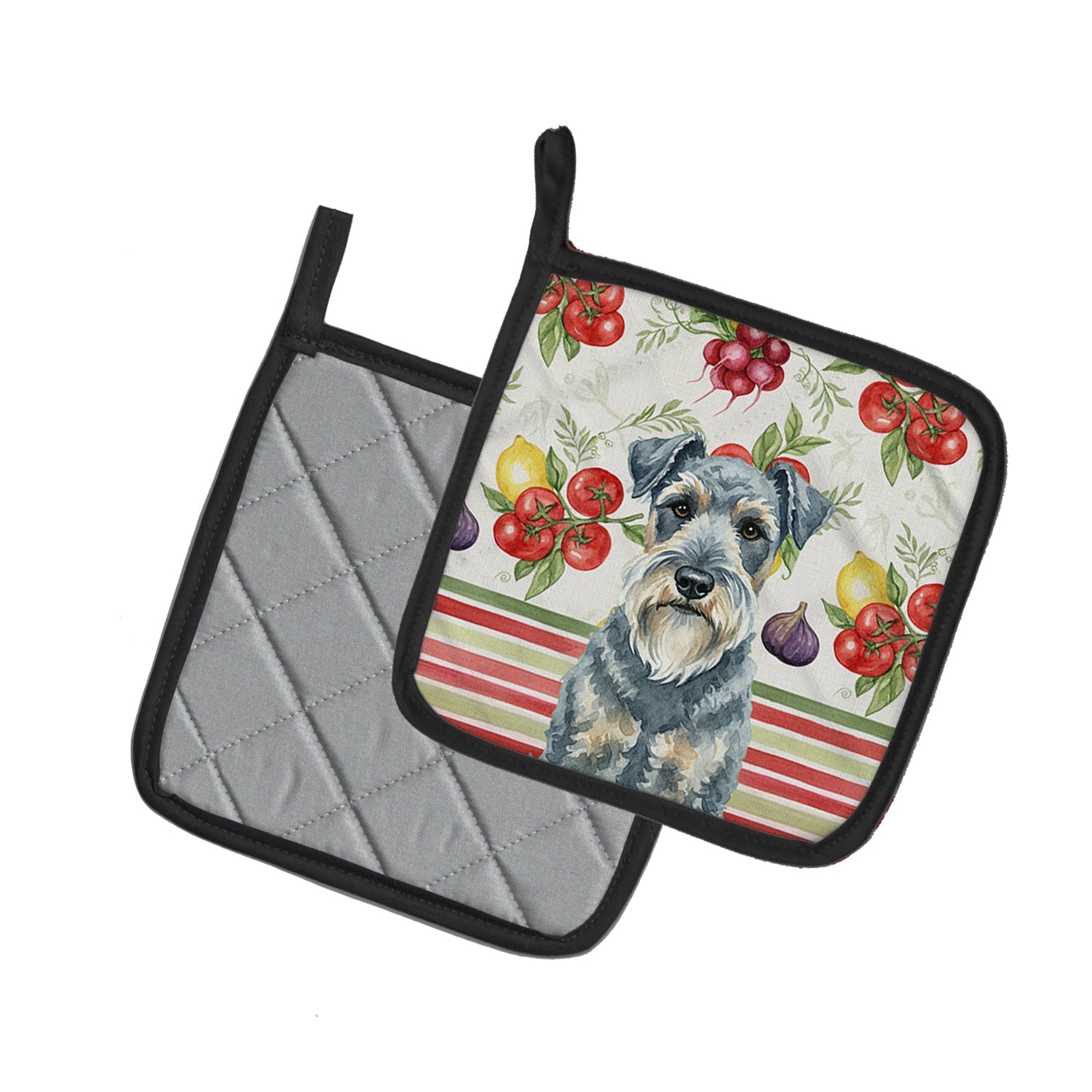 Kerry Blue Terrier Vegetables Pot Holder Set of 2 Heat Resistant Quilted Hot Pads 7.5 x 7.5 Inch, Insulated Kitchen Trivets for Cooking & Baking