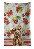 Chocolate Labradoodle Vegetables Kitchen Towel Velour Plush Front and Cotton Loop Back Machine Washable