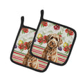 Chocolate Labradoodle Vegetables Pot Holder Set of 2 Heat Resistant Quilted Hot Pads 7.5 x 7.5 Inch, Insulated Kitchen Trivets for Cooking & Baking