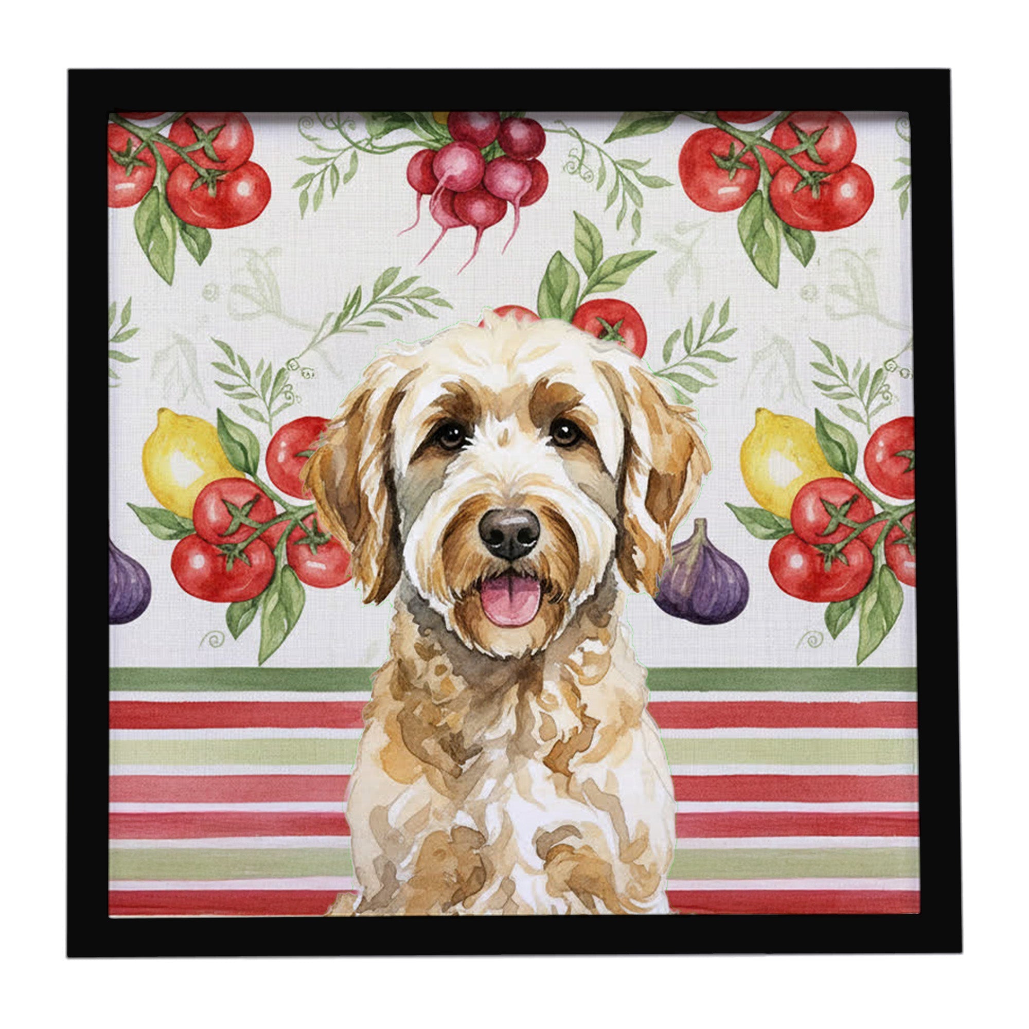 Labradoodle Vegetables Framed Metal Print Bathroom, Kitchen, Office, Home Decor Wall Art Ready to Hang, Square, 8X8