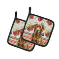 Chocolate Labrador Retriever Vegetables Pot Holder Set of 2 Heat Resistant Quilted Hot Pads 7.5 x 7.5 Inch, Insulated Kitchen Trivets for Cooking & Baking