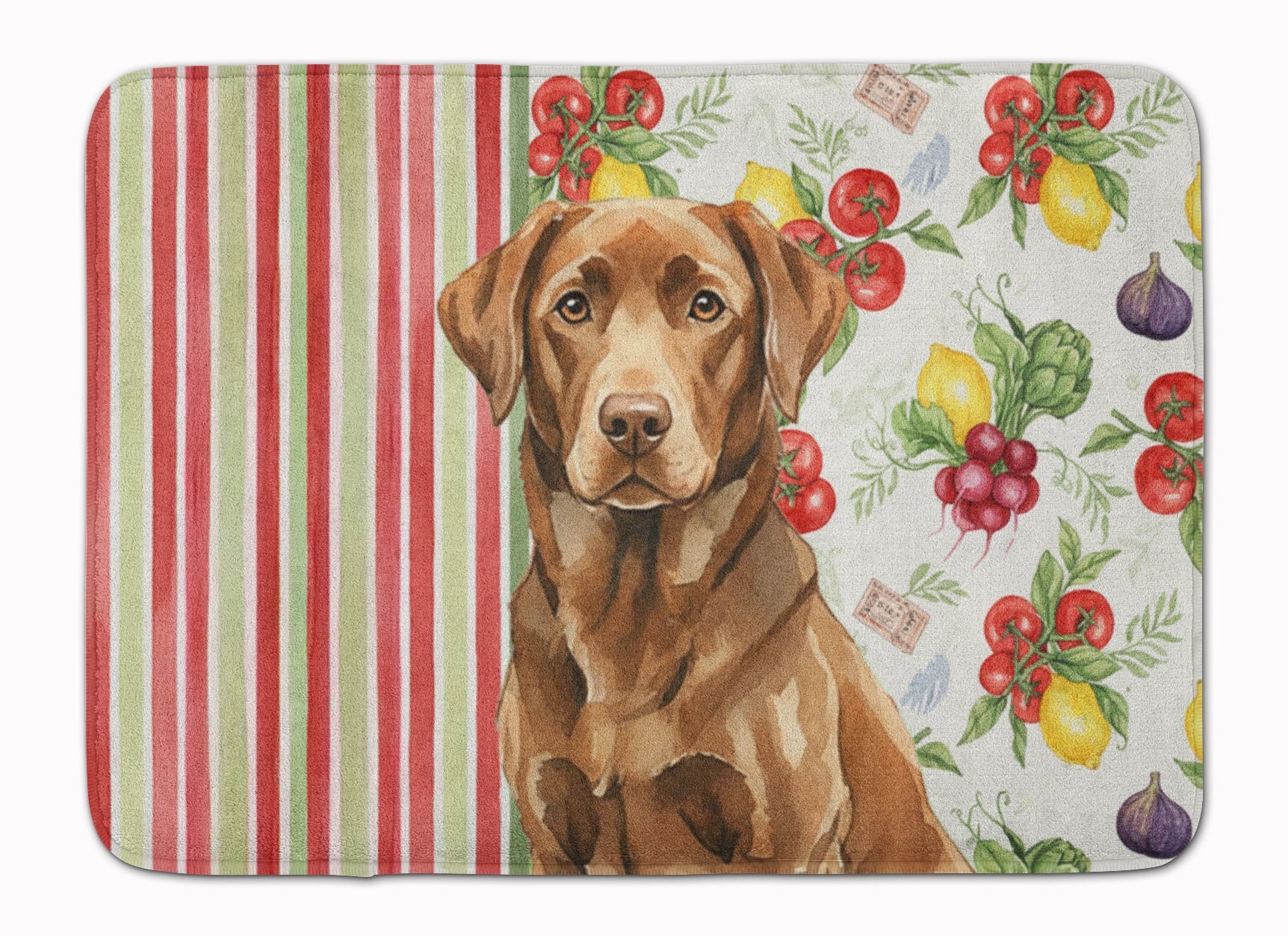 Chocolate Labrador Retriever Vegetables Memory Foam Kitchen Mat Machine Washable Anti-Fatigue Cushion Comfort Bath or Kitchen Rug
