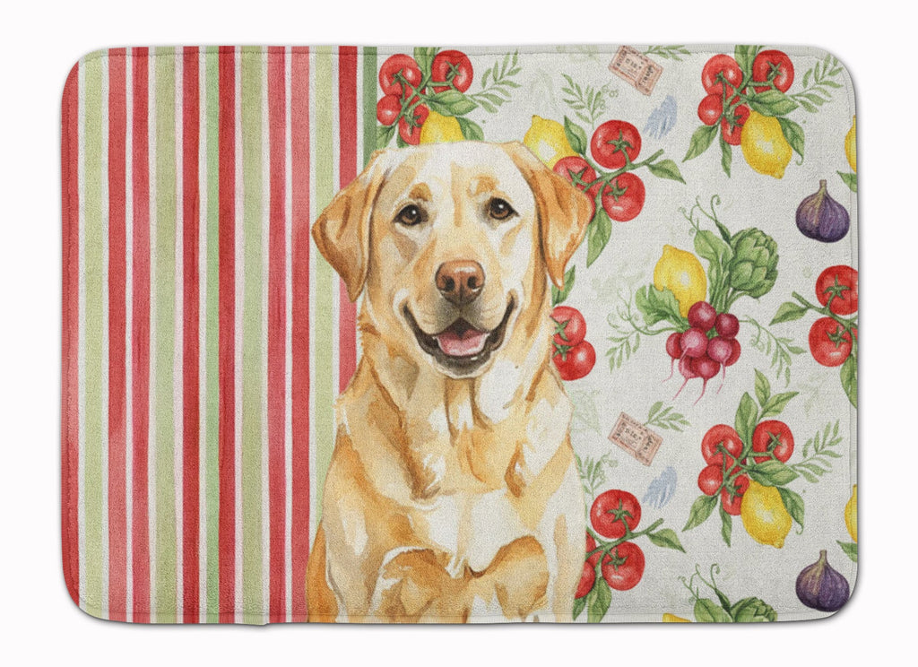 Yellow Labrador Retriever Vegetables Memory Foam Kitchen Mat Machine Washable Anti-Fatigue Cushion Comfort Bath or Kitchen Rug