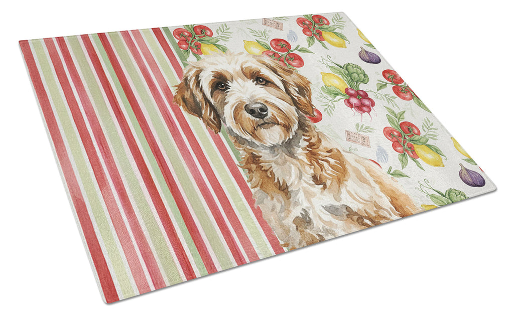 Lagotto Romagnolo Vegetables Cutting Board Tempered Glass Kitchen Cutting Surface, Heat Resistant Chopping, Non-Slip Feet, Food Prep & Serving
