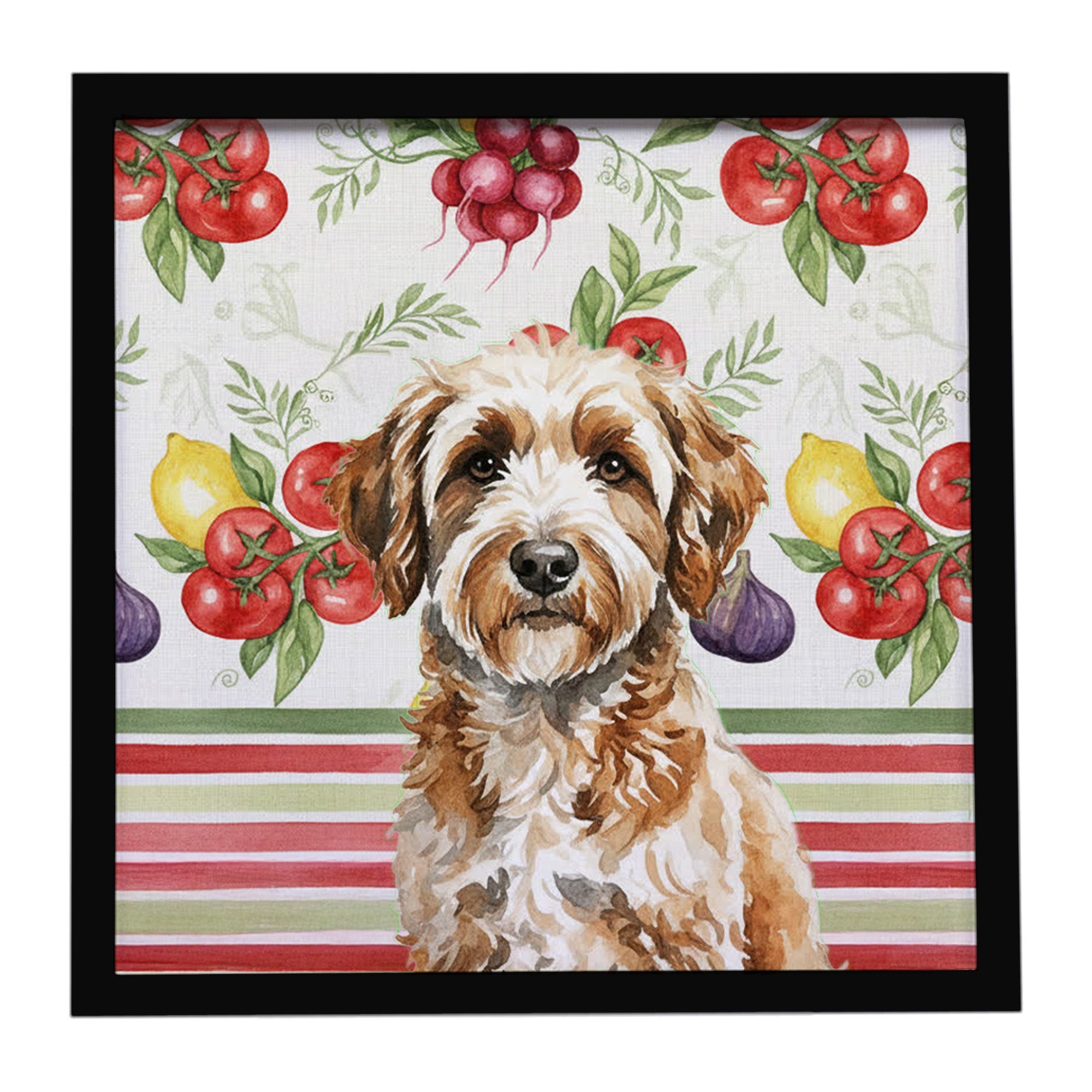 Lagotto Romagnolo Vegetables Framed Metal Print Bathroom, Kitchen, Office, Home Decor Wall Art Ready to Hang, Square, 8X8