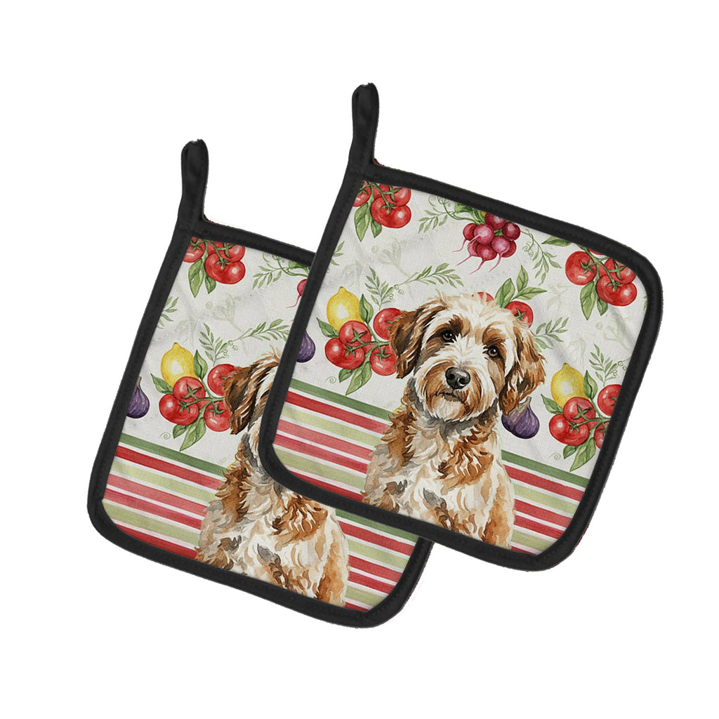 Lagotto Romagnolo Vegetables Pot Holder Set of 2 Heat Resistant Quilted Hot Pads 7.5 x 7.5 Inch, Insulated Kitchen Trivets for Cooking & Baking