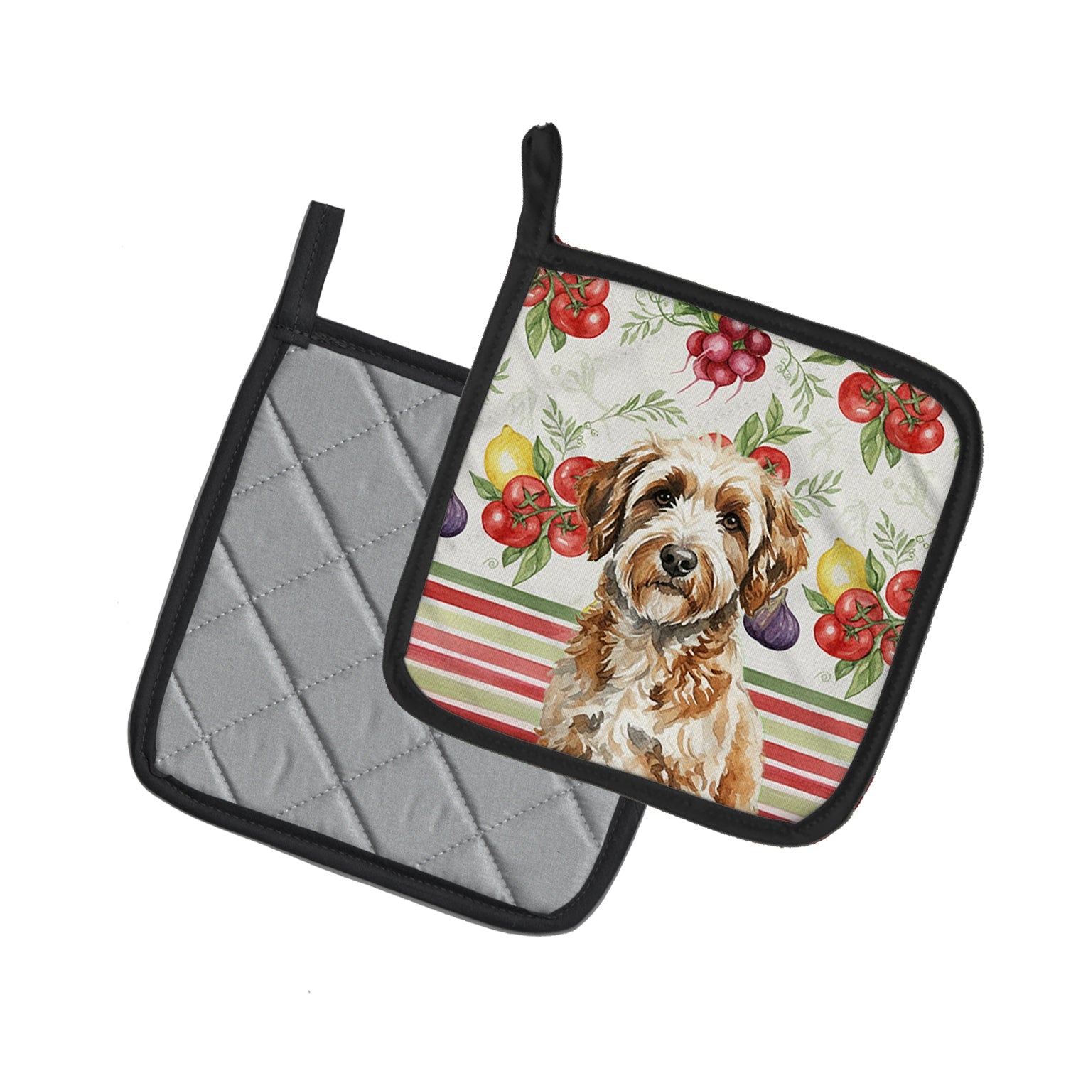 Lagotto Romagnolo Vegetables Pot Holder Set of 2 Heat Resistant Quilted Hot Pads 7.5 x 7.5 Inch, Insulated Kitchen Trivets for Cooking & Baking