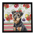 Black and Tan Lakeland Terrier Vegetables Framed Metal Print Bathroom, Kitchen, Office, Home Decor Wall Art Ready to Hang, Square, 8X8