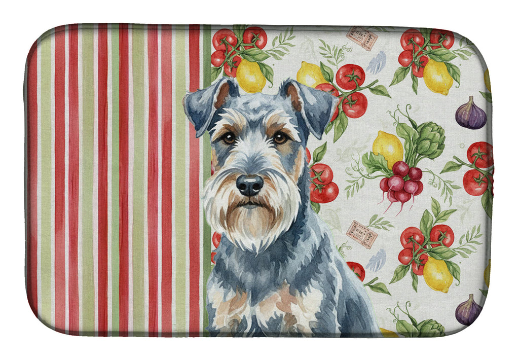 Blue Lakeland Terrier Vegetables Dish Drying Mat Absorbent Dish Drying Mat Pad for Kitchen Counter Dish Drainer Mat for Countertop, 14 x 21", Multicolor
