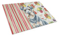 Blue Lakeland Terrier Vegetables Cutting Board Tempered Glass Kitchen Cutting Surface, Heat Resistant Chopping, Non-Slip Feet, Food Prep & Serving