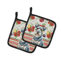Blue Lakeland Terrier Vegetables Pot Holder Set of 2 Heat Resistant Quilted Hot Pads 7.5 x 7.5 Inch, Insulated Kitchen Trivets for Cooking & Baking
