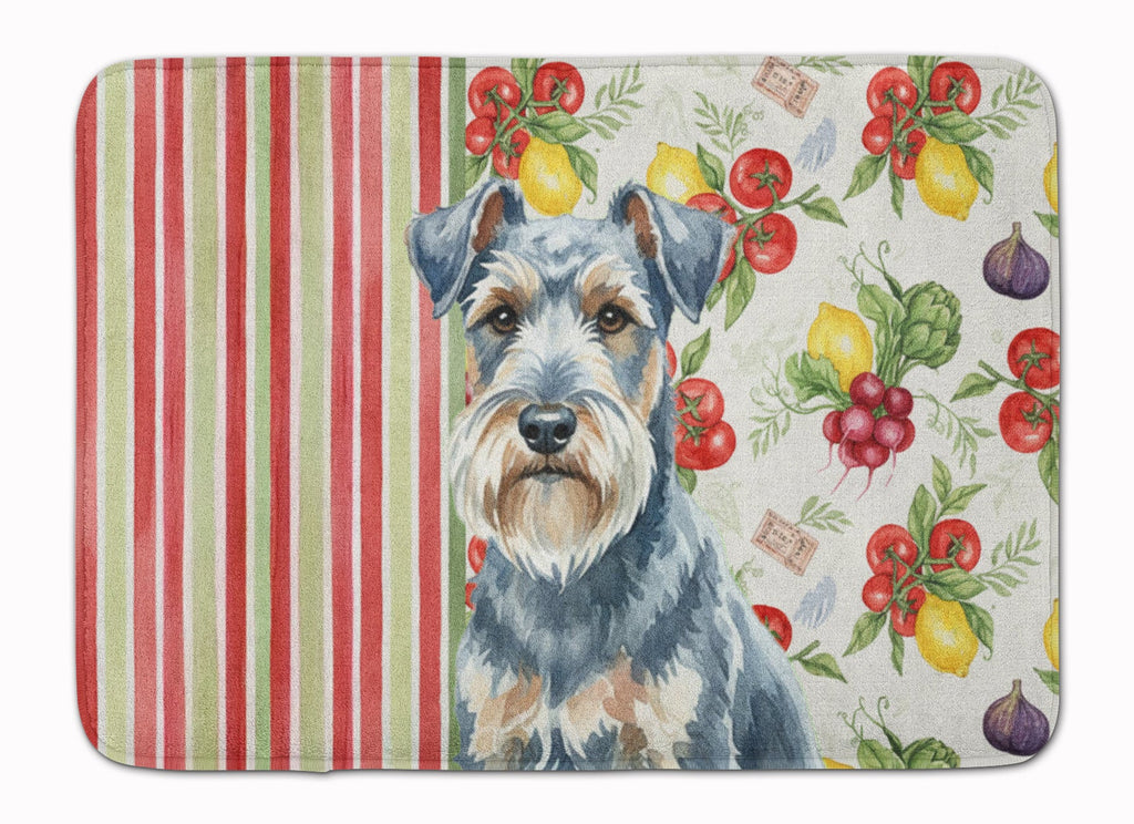 Blue Lakeland Terrier Vegetables Memory Foam Kitchen Mat Machine Washable Anti-Fatigue Cushion Comfort Bath or Kitchen Rug