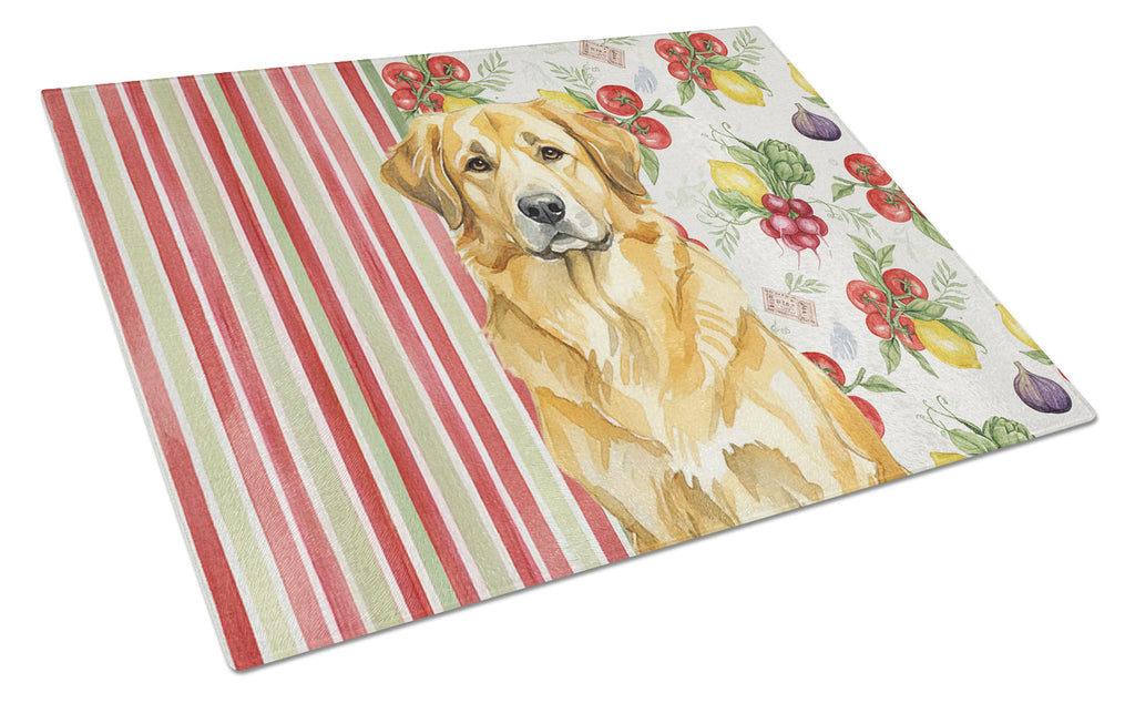 Lion Yellow Leonberger Vegetables Cutting Board Tempered Glass Kitchen Cutting Surface, Heat Resistant Chopping, Non-Slip Feet, Food Prep & Serving