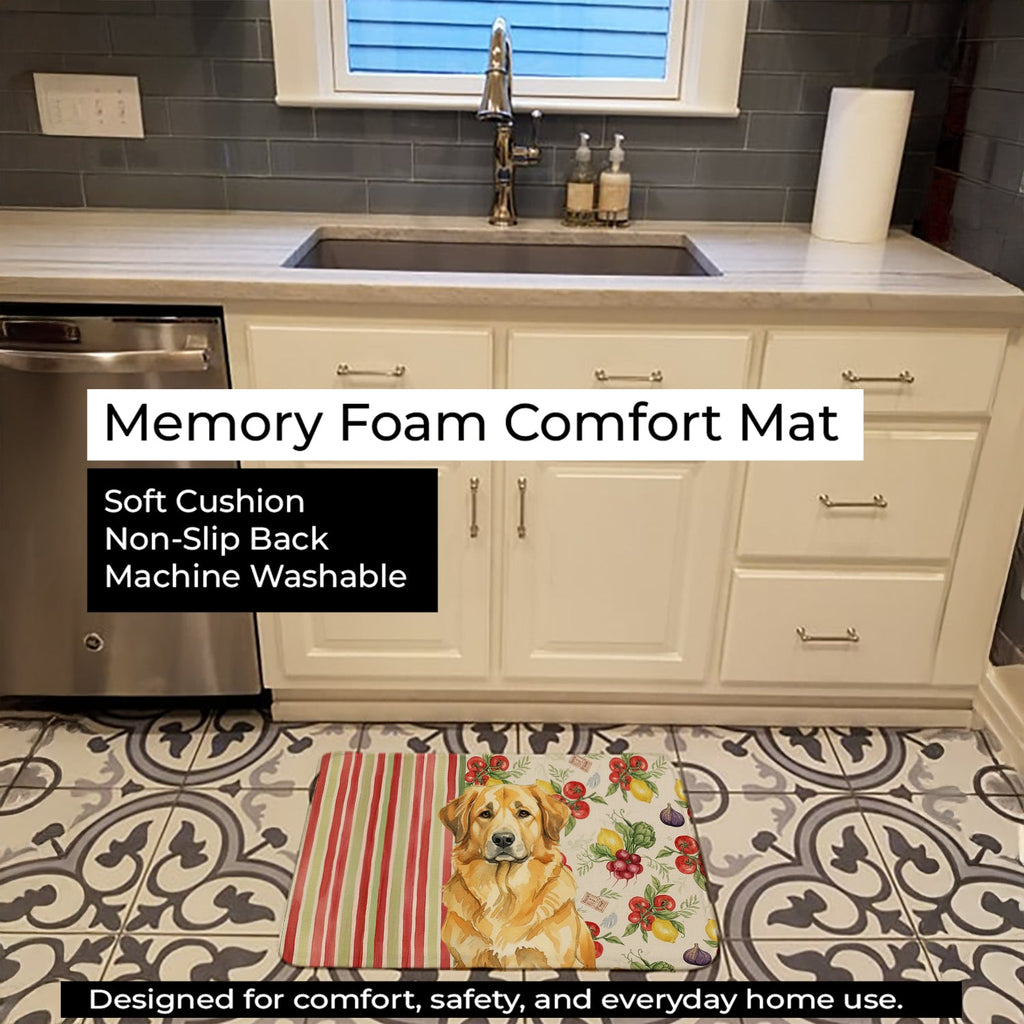 Lion Yellow Leonberger Vegetables Memory Foam Kitchen Mat Machine Washable Anti-Fatigue Cushion Comfort Bath or Kitchen Rug