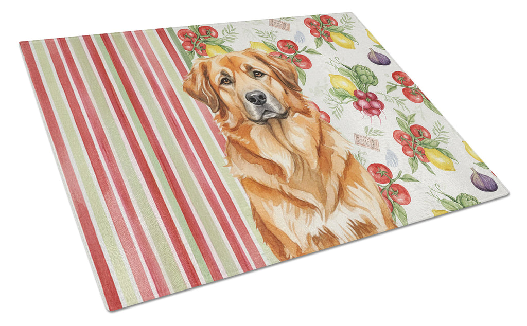 Red Leonberger Vegetables Cutting Board Tempered Glass Kitchen Cutting Surface, Heat Resistant Chopping, Non-Slip Feet, Food Prep & Serving