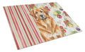 Red Leonberger Vegetables Cutting Board Tempered Glass Kitchen Cutting Surface, Heat Resistant Chopping, Non-Slip Feet, Food Prep & Serving