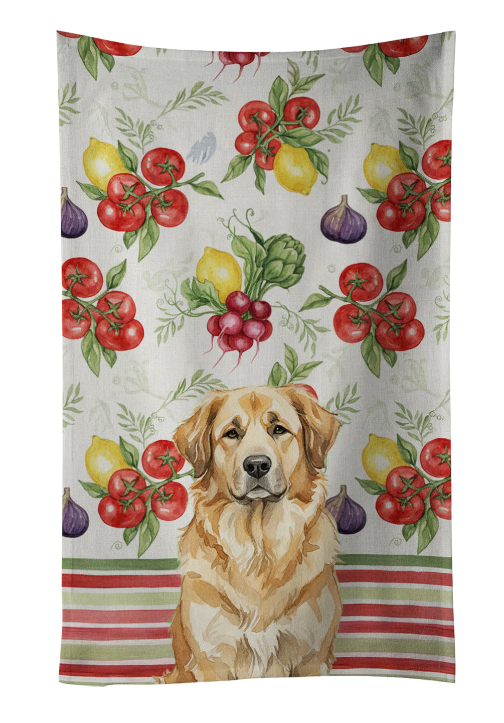Sandy Leonberger Vegetables Kitchen Towel Velour Plush Front and Cotton Loop Back Machine Washable