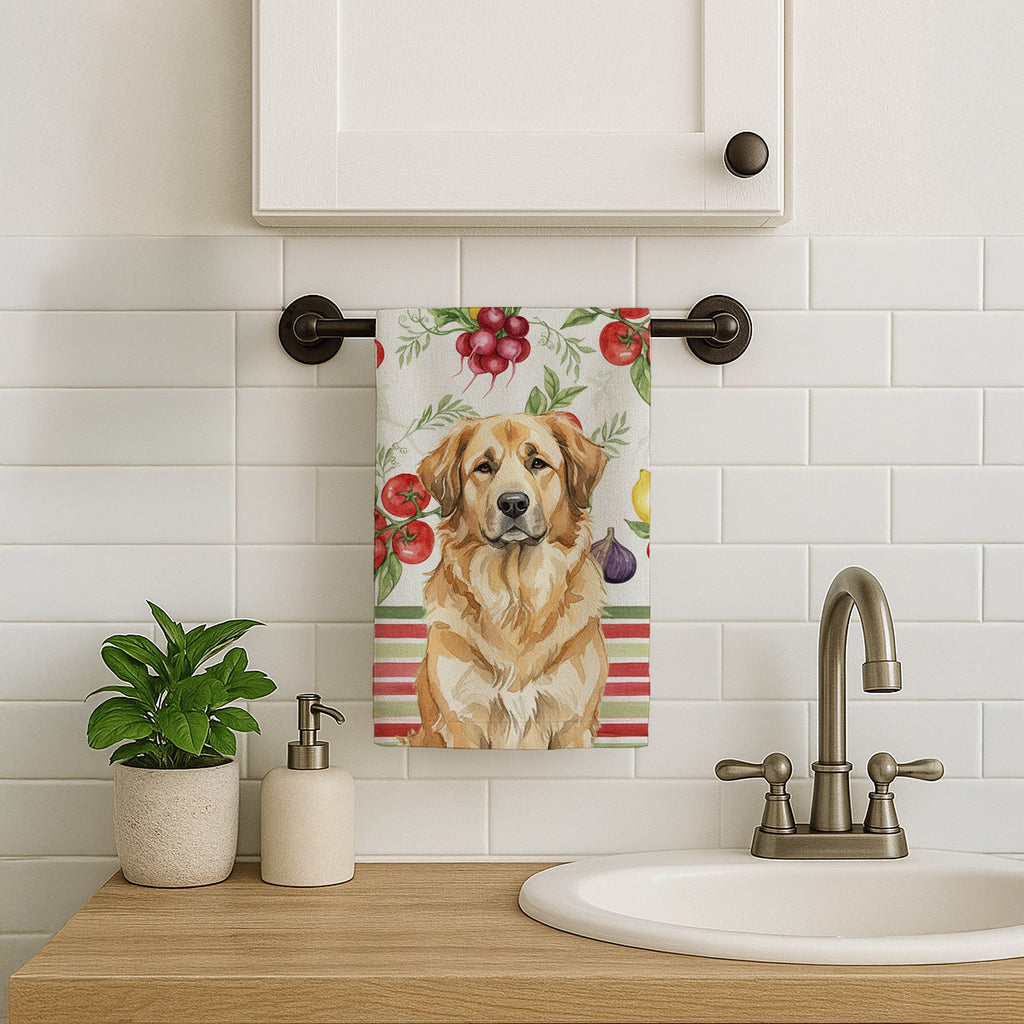 Sandy Leonberger Vegetables Kitchen Towel Velour Plush Front and Cotton Loop Back Machine Washable