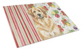 Sandy Leonberger Vegetables Cutting Board Tempered Glass Kitchen Cutting Surface, Heat Resistant Chopping, Non-Slip Feet, Food Prep & Serving
