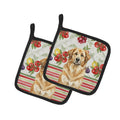 Sandy Leonberger Vegetables Pot Holder Set of 2 Heat Resistant Quilted Hot Pads 7.5 x 7.5 Inch, Insulated Kitchen Trivets for Cooking & Baking