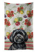 Black Lhasa Apso Vegetables Kitchen Towel Velour Plush Front and Cotton Loop Back Machine Washable