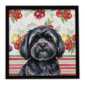 Black Lhasa Apso Vegetables Framed Metal Print Bathroom, Kitchen, Office, Home Decor Wall Art Ready to Hang, Square, 8X8