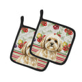 Cream Lhasa Apso Vegetables Pot Holder Set of 2 Heat Resistant Quilted Hot Pads 7.5 x 7.5 Inch, Insulated Kitchen Trivets for Cooking & Baking