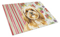 Gold Lhasa Apso Vegetables Cutting Board Tempered Glass Kitchen Cutting Surface, Heat Resistant Chopping, Non-Slip Feet, Food Prep & Serving