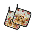 Gold Lhasa Apso Vegetables Pot Holder Set of 2 Heat Resistant Quilted Hot Pads 7.5 x 7.5 Inch, Insulated Kitchen Trivets for Cooking & Baking