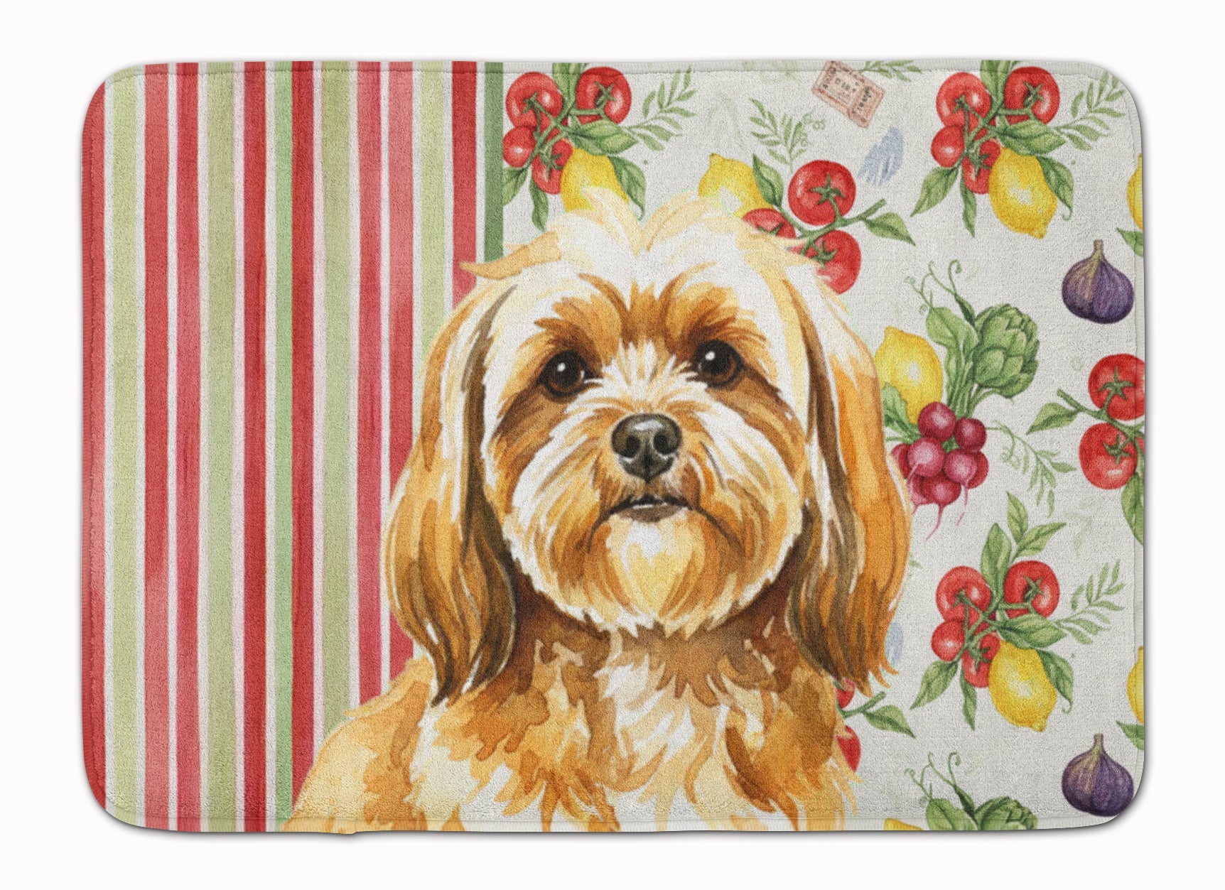 Gold Lhasa Apso Vegetables Memory Foam Kitchen Mat Machine Washable Anti-Fatigue Cushion Comfort Bath or Kitchen Rug