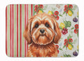 Red Lhasa Apso Vegetables Memory Foam Kitchen Mat Machine Washable Anti-Fatigue Cushion Comfort Bath or Kitchen Rug