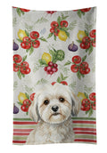 White Lhasa Apso Vegetables Kitchen Towel Velour Plush Front and Cotton Loop Back Machine Washable