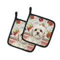White Lhasa Apso Vegetables Pot Holder Set of 2 Heat Resistant Quilted Hot Pads 7.5 x 7.5 Inch, Insulated Kitchen Trivets for Cooking & Baking