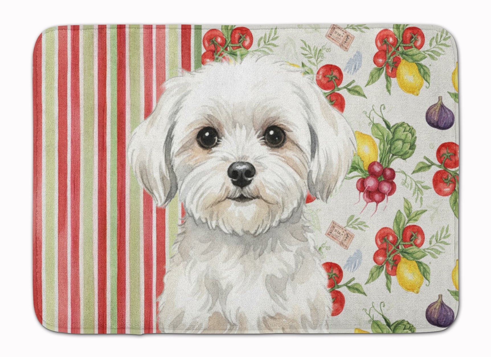 Maltese Vegetables Memory Foam Kitchen Mat Machine Washable Anti-Fatigue Cushion Comfort Bath or Kitchen Rug