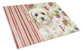 Maltipoo Vegetables Cutting Board Tempered Glass Kitchen Cutting Surface, Heat Resistant Chopping, Non-Slip Feet, Food Prep & Serving