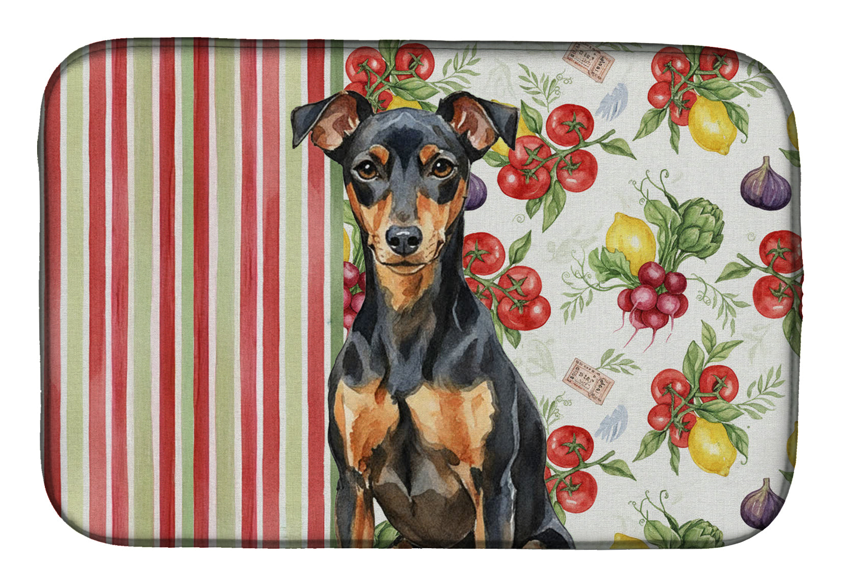 Manchester Terrier Vegetables Dish Drying Mat Absorbent Dish Drying Mat Pad for Kitchen Counter Dish Drainer Mat for Countertop, 14 x 21", Multicolor