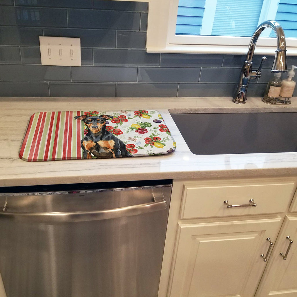 Manchester Terrier Vegetables Dish Drying Mat Absorbent Dish Drying Mat Pad for Kitchen Counter Dish Drainer Mat for Countertop, 14 x 21", Multicolor