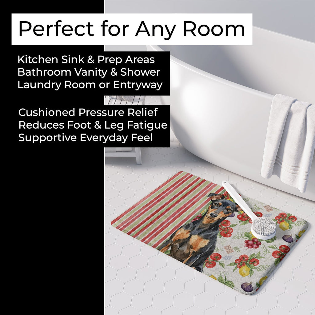 Manchester Terrier Vegetables Memory Foam Kitchen Mat Machine Washable Anti-Fatigue Cushion Comfort Bath or Kitchen Rug