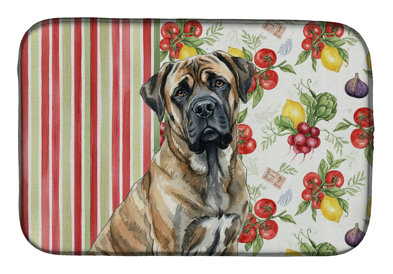 Brindle Mastiff Vegetables Dish Drying Mat Absorbent Dish Drying Mat Pad for Kitchen Counter Dish Drainer Mat for Countertop, 14 x 21", Multicolor
