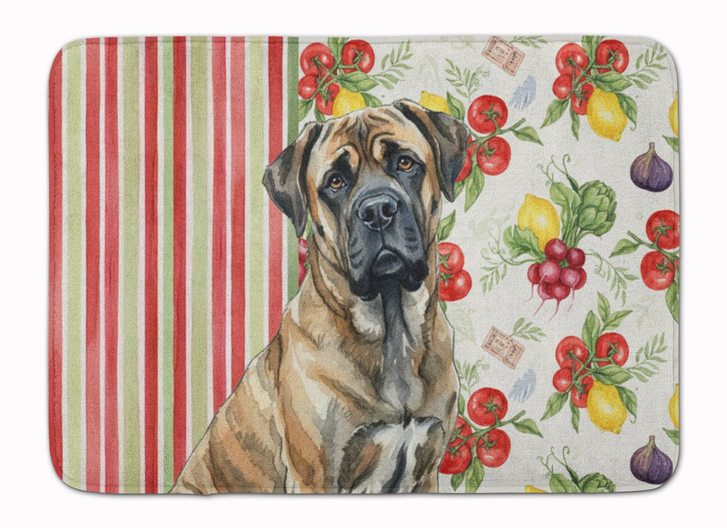 Brindle Mastiff Vegetables Memory Foam Kitchen Mat Machine Washable Anti-Fatigue Cushion Comfort Bath or Kitchen Rug