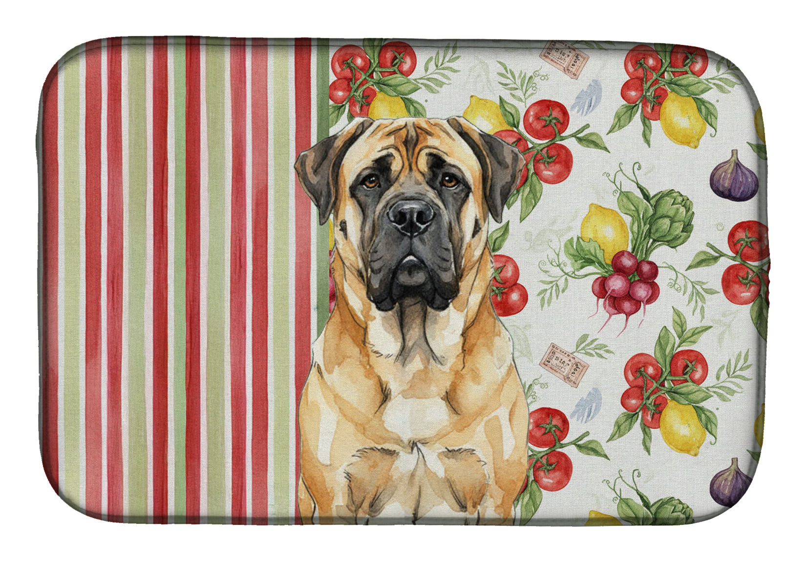 Fawn Mastiff Vegetables Dish Drying Mat Absorbent Dish Drying Mat Pad for Kitchen Counter Dish Drainer Mat for Countertop, 14 x 21", Multicolor