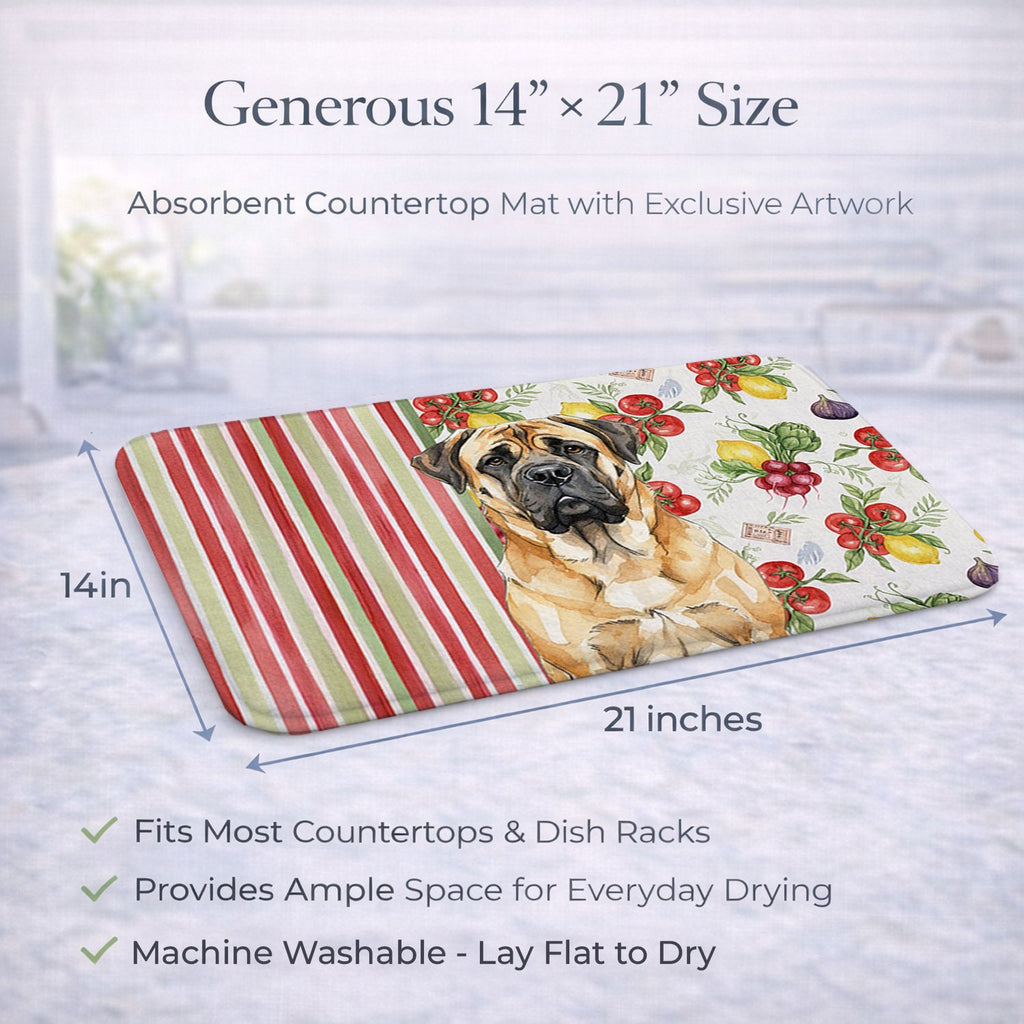 Fawn Mastiff Vegetables Dish Drying Mat Absorbent Dish Drying Mat Pad for Kitchen Counter Dish Drainer Mat for Countertop, 14 x 21", Multicolor