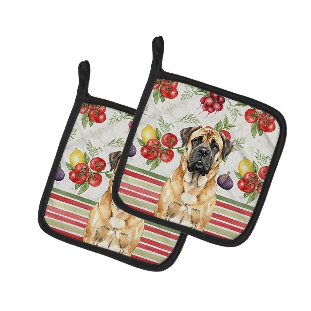 Fawn Mastiff Vegetables Pot Holder Set of 2 Heat Resistant Quilted Hot Pads 7.5 x 7.5 Inch, Insulated Kitchen Trivets for Cooking & Baking