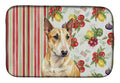 Miniature Bull Terrier Vegetables Dish Drying Mat Absorbent Dish Drying Mat Pad for Kitchen Counter Dish Drainer Mat for Countertop, 14 x 21", Multicolor